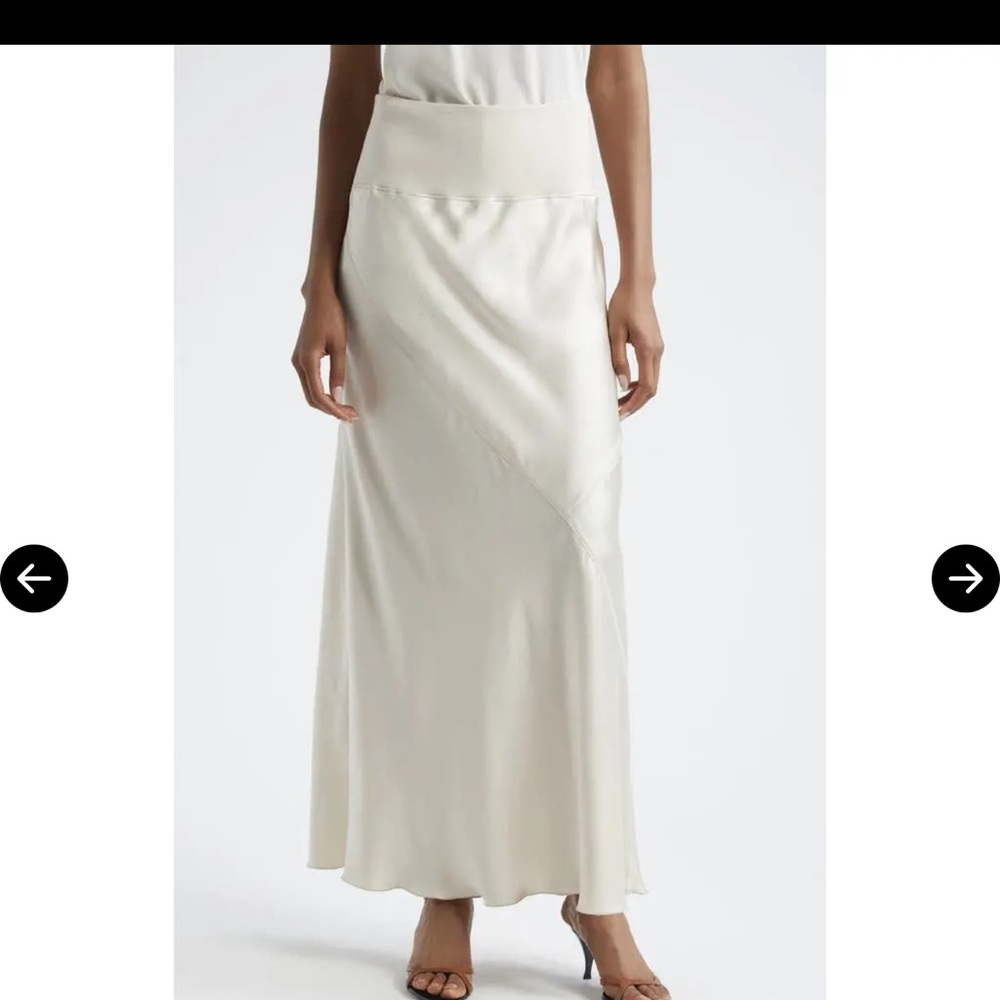 ATM Anthony Thomas Melillo Cream Satin Bias Maxi Skirt